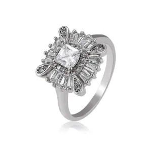 Rhodium Plated CZ Diamond Ring