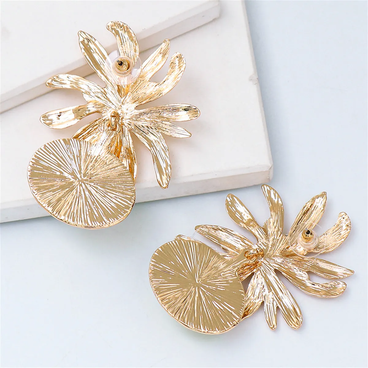 Rose Oval Crystal & 18K Gold-Plated Flower Drop Earrings