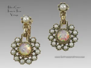 Sarah Coventry Empress Vintage Earrings Faux Pearl & Art Glass
