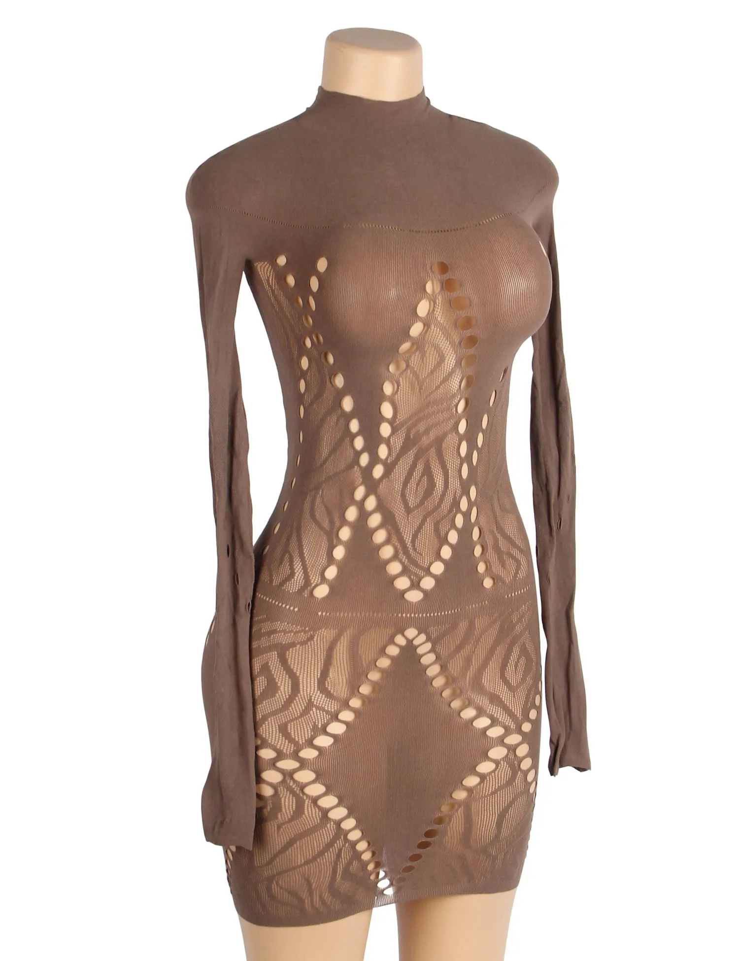 Scandals Nude Long Sleeve Minidress - Timeless Elegance
