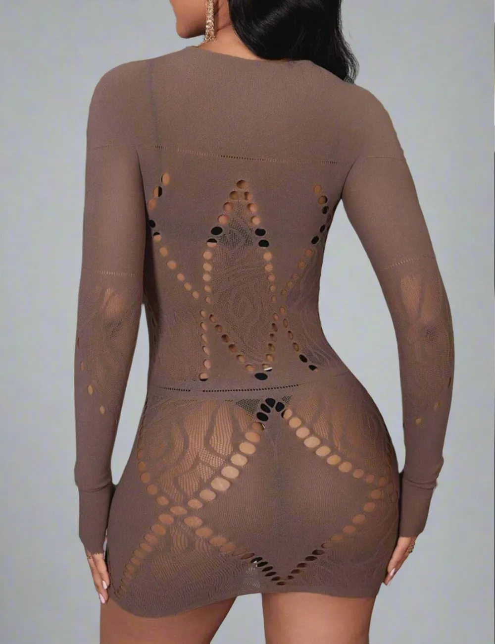 Scandals Nude Long Sleeve Minidress - Timeless Elegance