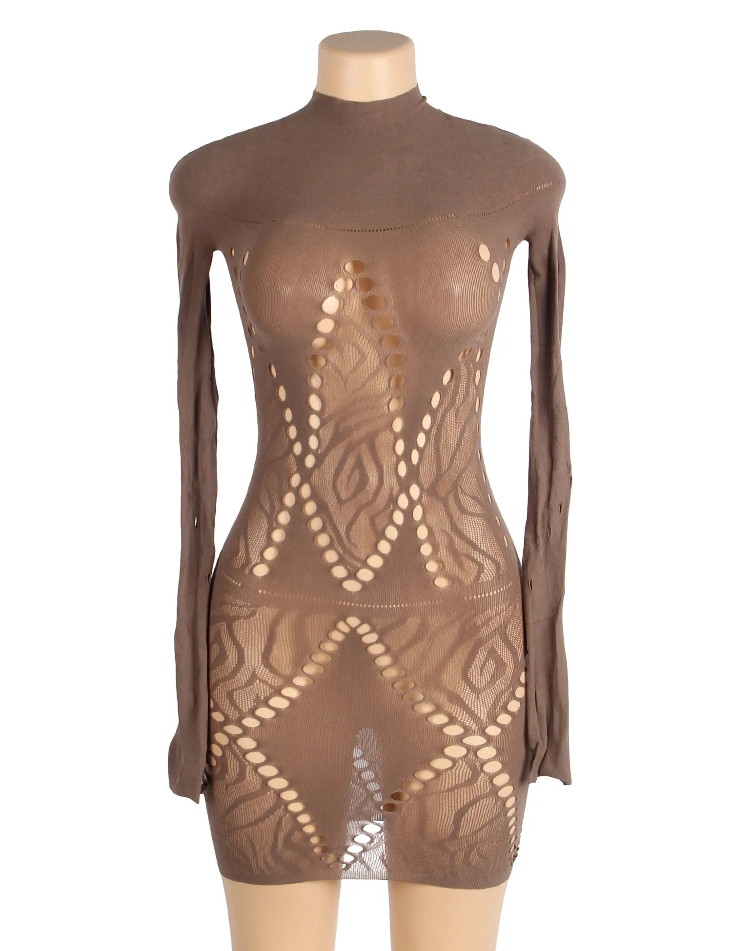 Scandals Nude Long Sleeve Minidress - Timeless Elegance