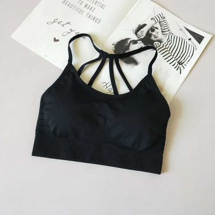 Seamless Hollow Out Sports Bra with Push-Up Pads