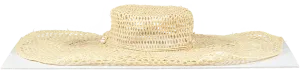 sensi studio Beige Natural Straw Open Weave Sun Hat With Shell Details One Size