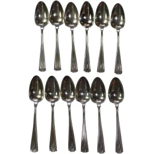 Set 12 American Gorham Sterling Silver Etruscan Pattern Demitasse Spoons
