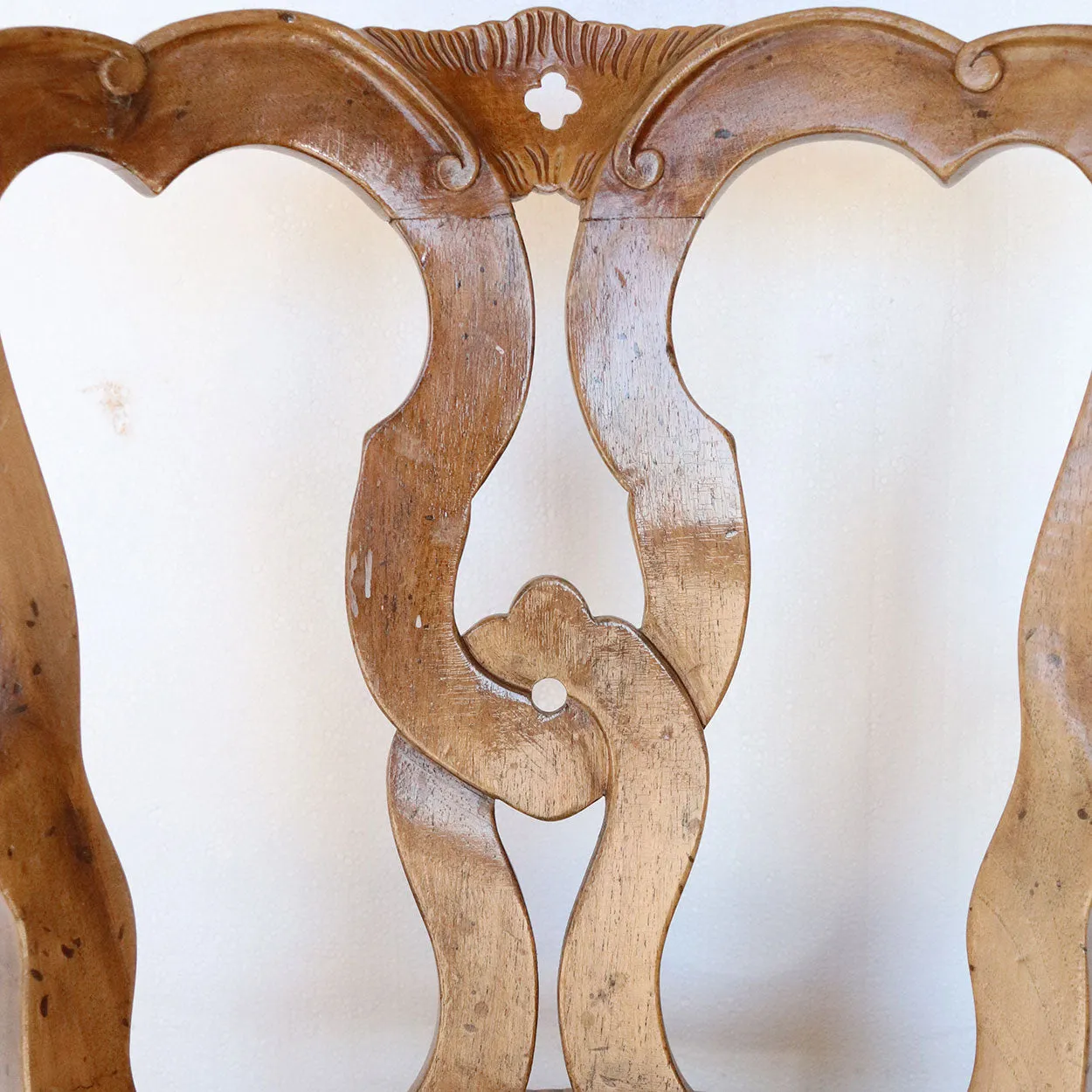 Set of Four Italian Venetian Rococo Revival Pale Walnut Upholstered Seat Armchairs