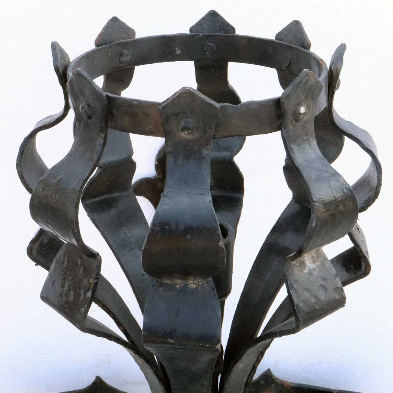 Set of Three American Medieval Style Painted Wrought Iron One-Light Wall Sconces