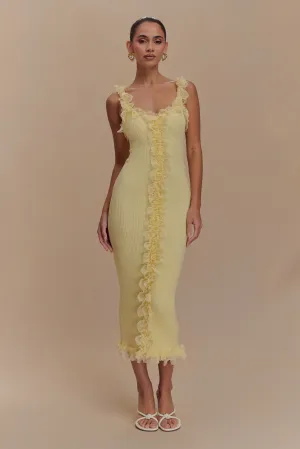 Shay Lace Ruffle Knit Maxi Dress - Lemon