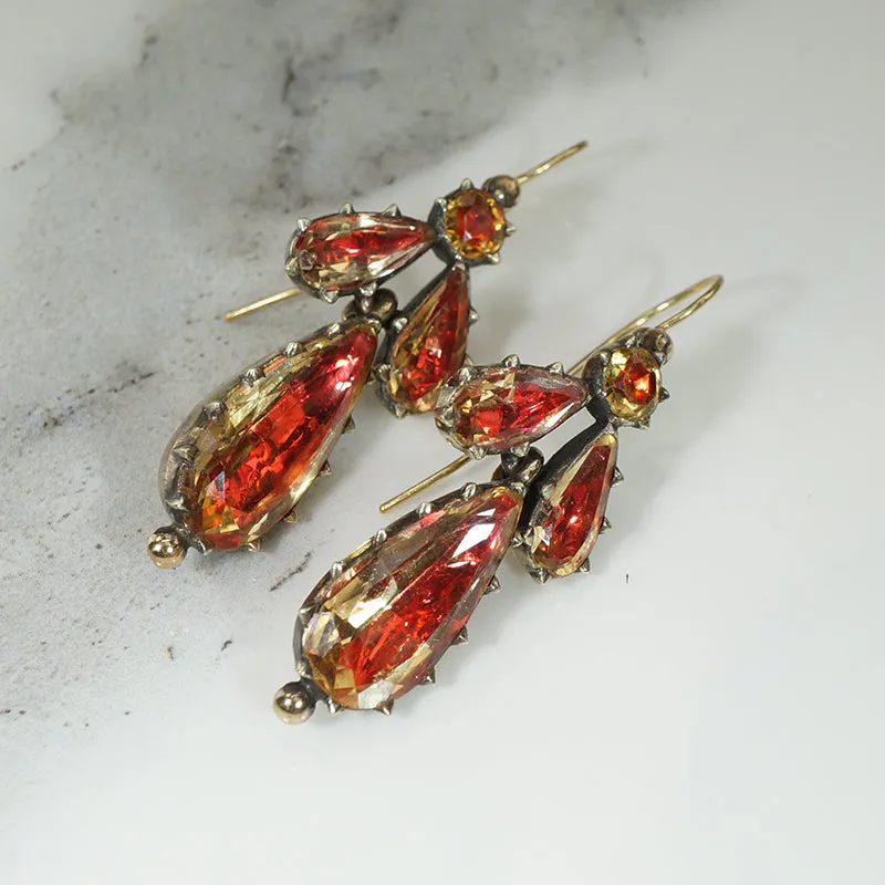 Show Stopping Precious Topaz Georgian Earrings