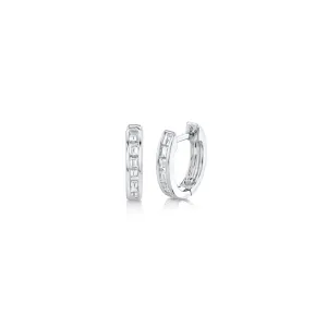 Shy Creation Baguette Diamond Huggie Earrings