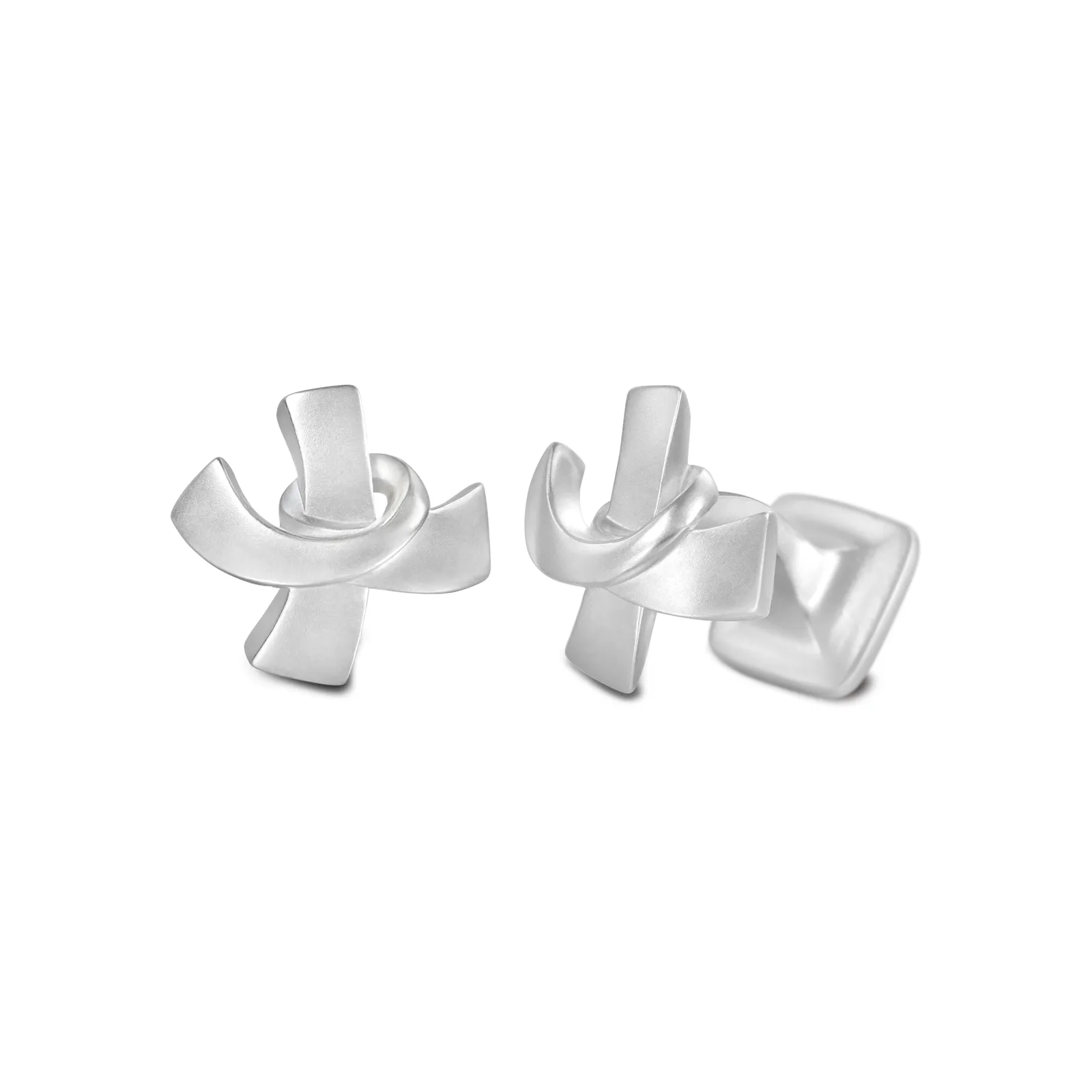 Signature Sterling Silver Cuff Link in Mist Finish (Letter X)