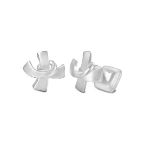 Signature Sterling Silver Cuff Link in Mist Finish (Letter X)