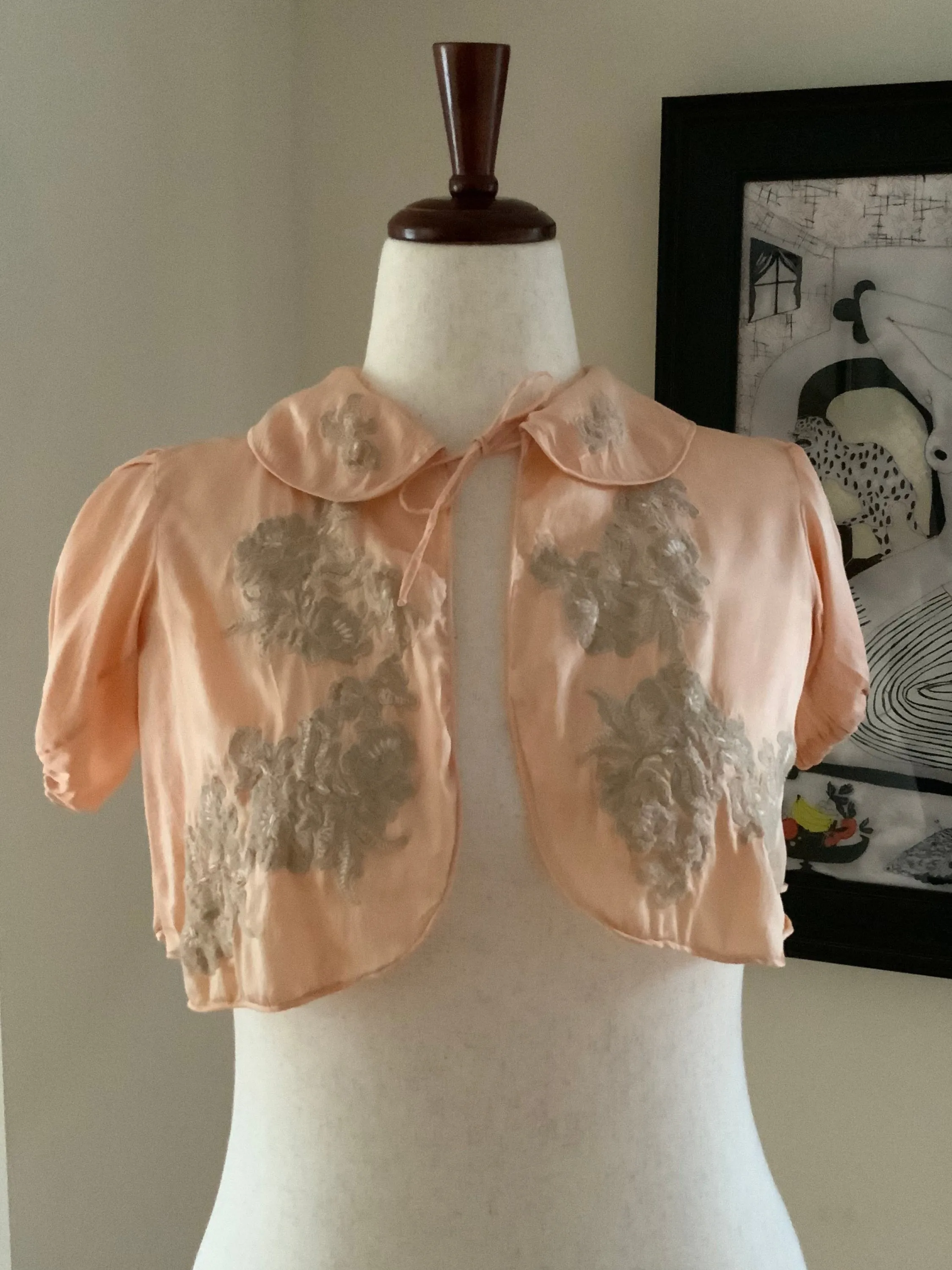 Silk Lace Bed Jacket - 30s - 30N