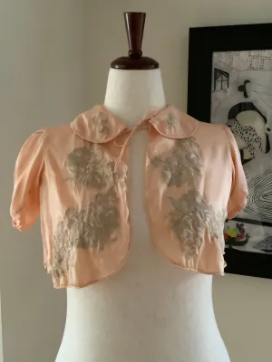 Silk Lace Bed Jacket - 30s - 30N