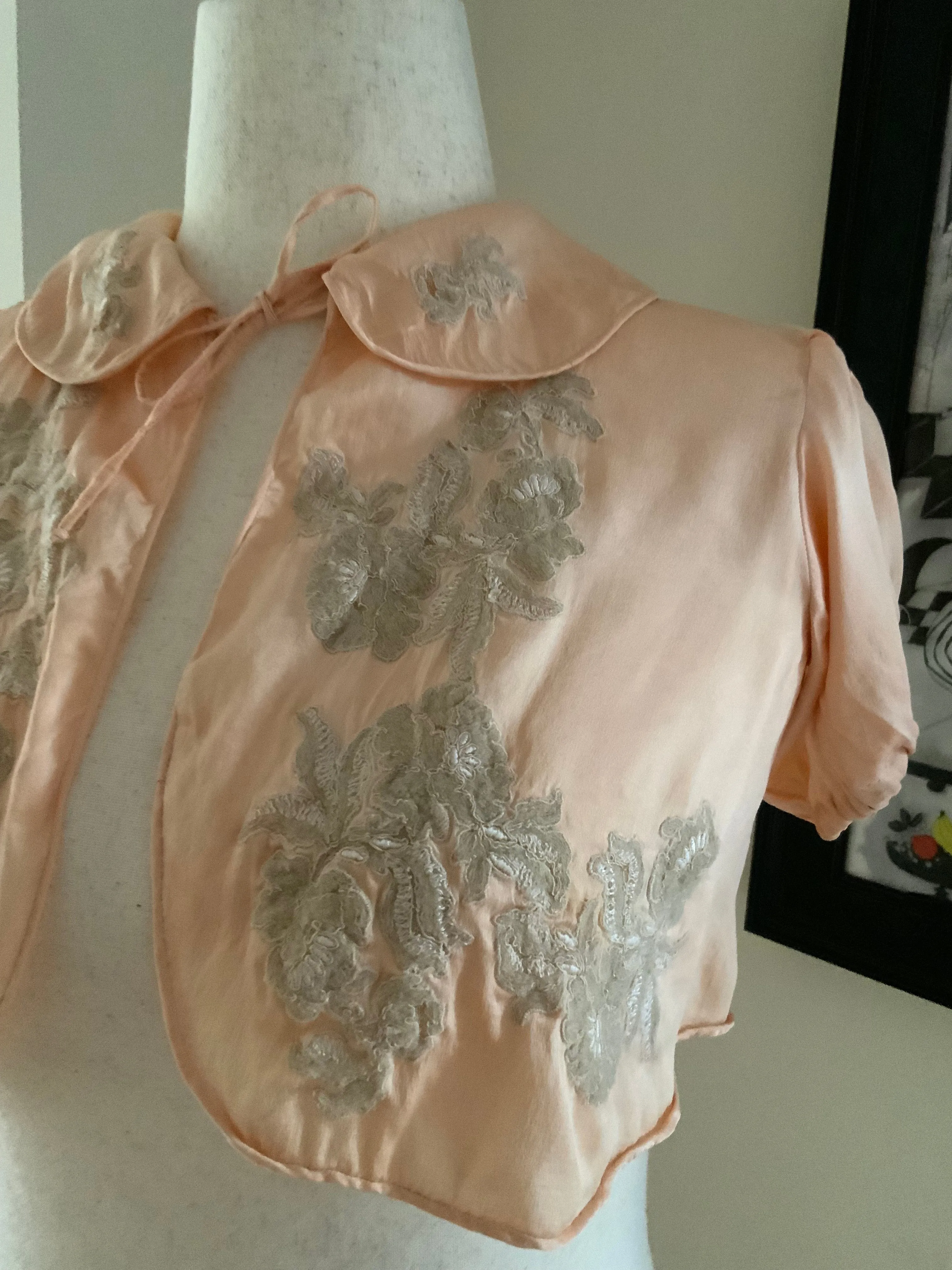 Silk Lace Bed Jacket - 30s - 30N