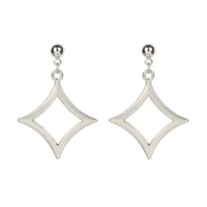 Silver-Plated Open Rhombus Drop Earrings