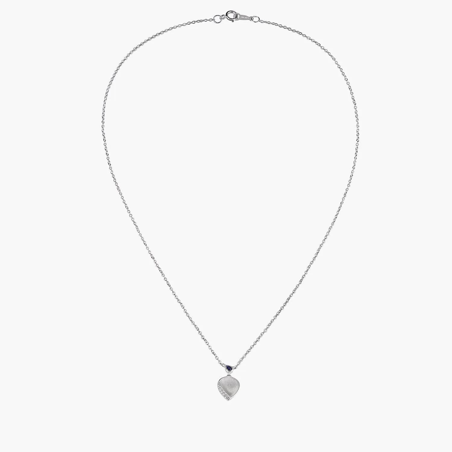 Simple leaf with Sapphire Diamonds Pendant Necklace