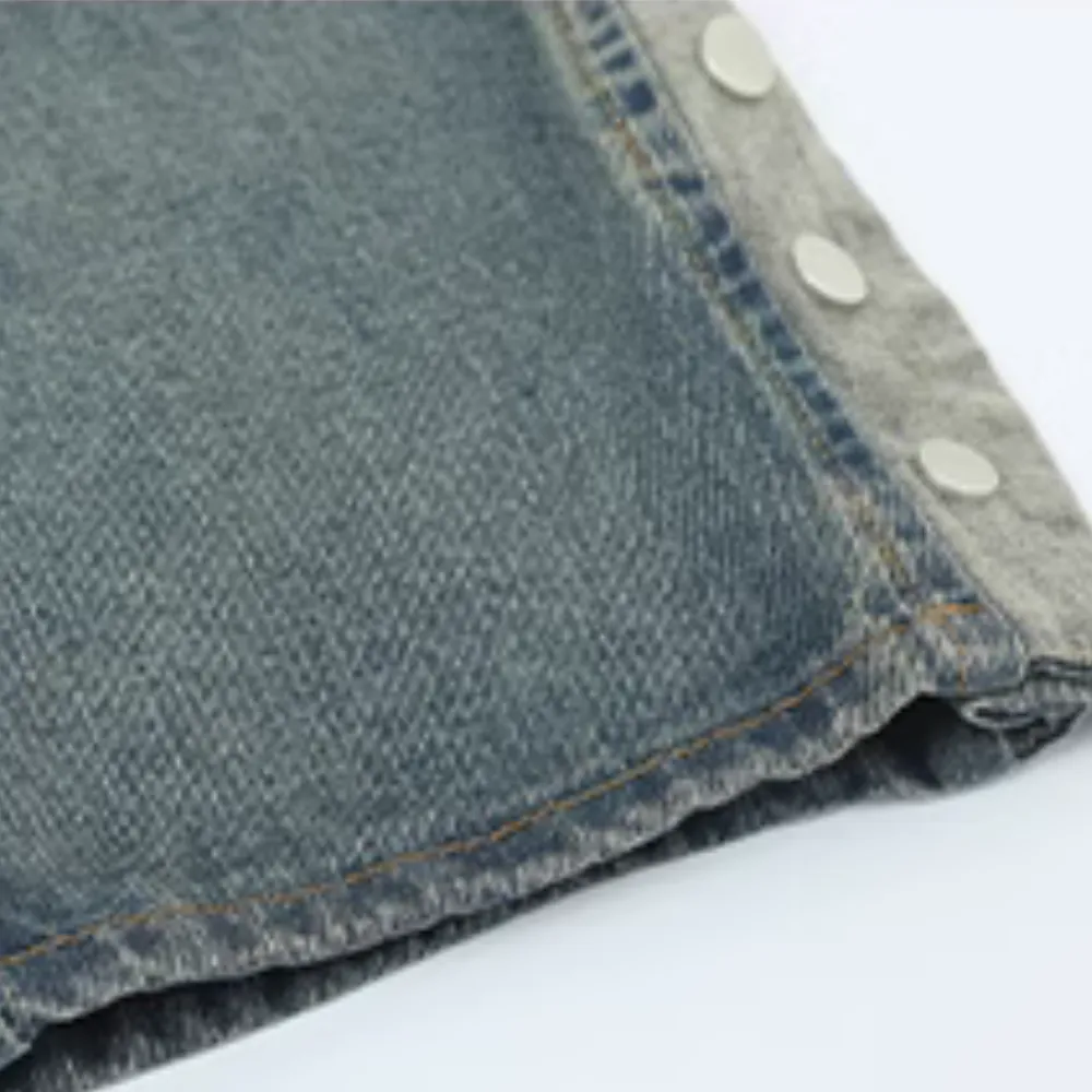 Simple Snap Button Solid Denim Jeans