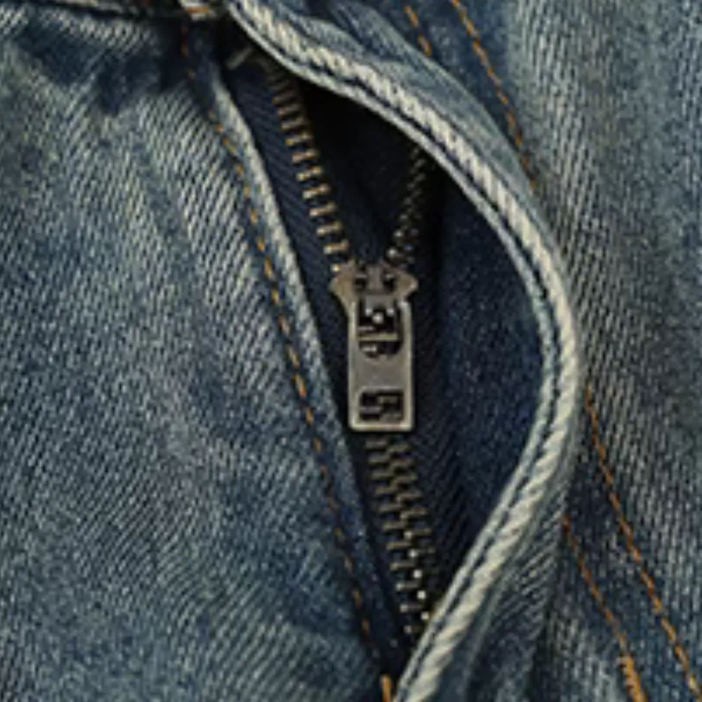 Simple Snap Button Solid Denim Jeans