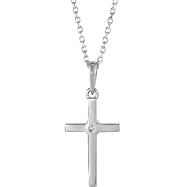 Single Diamond Cross Necklace - Special Order
