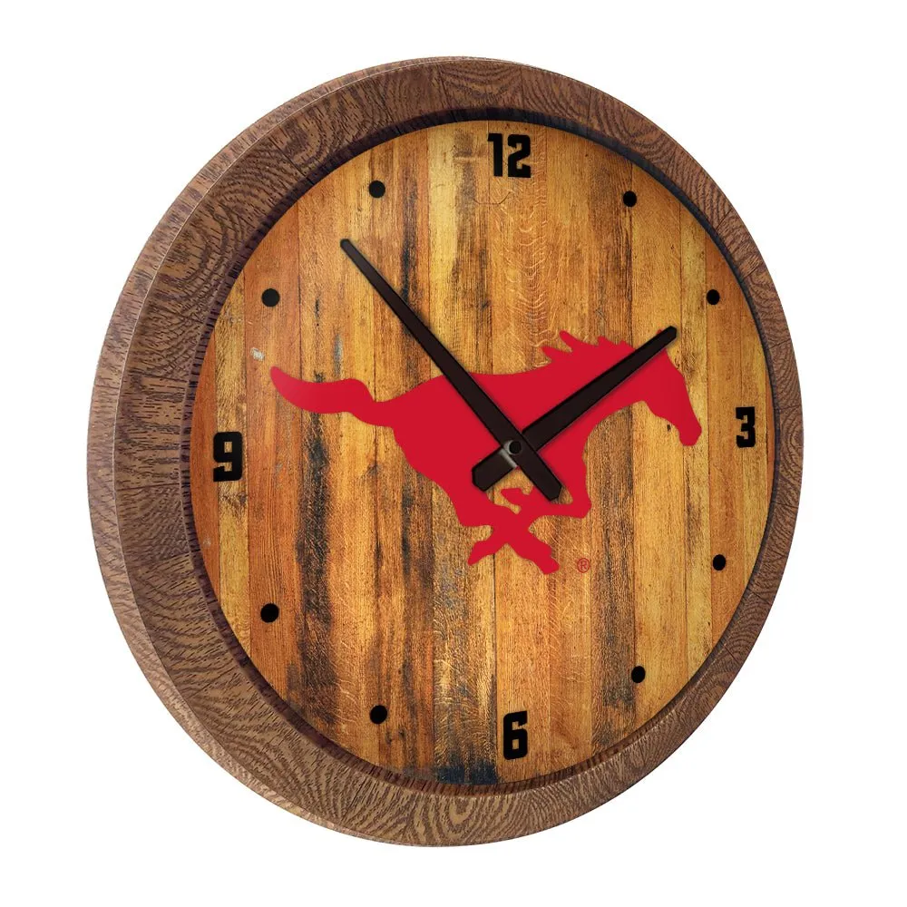SMU Mustangs: "Faux" Barrel Top Wall Clock