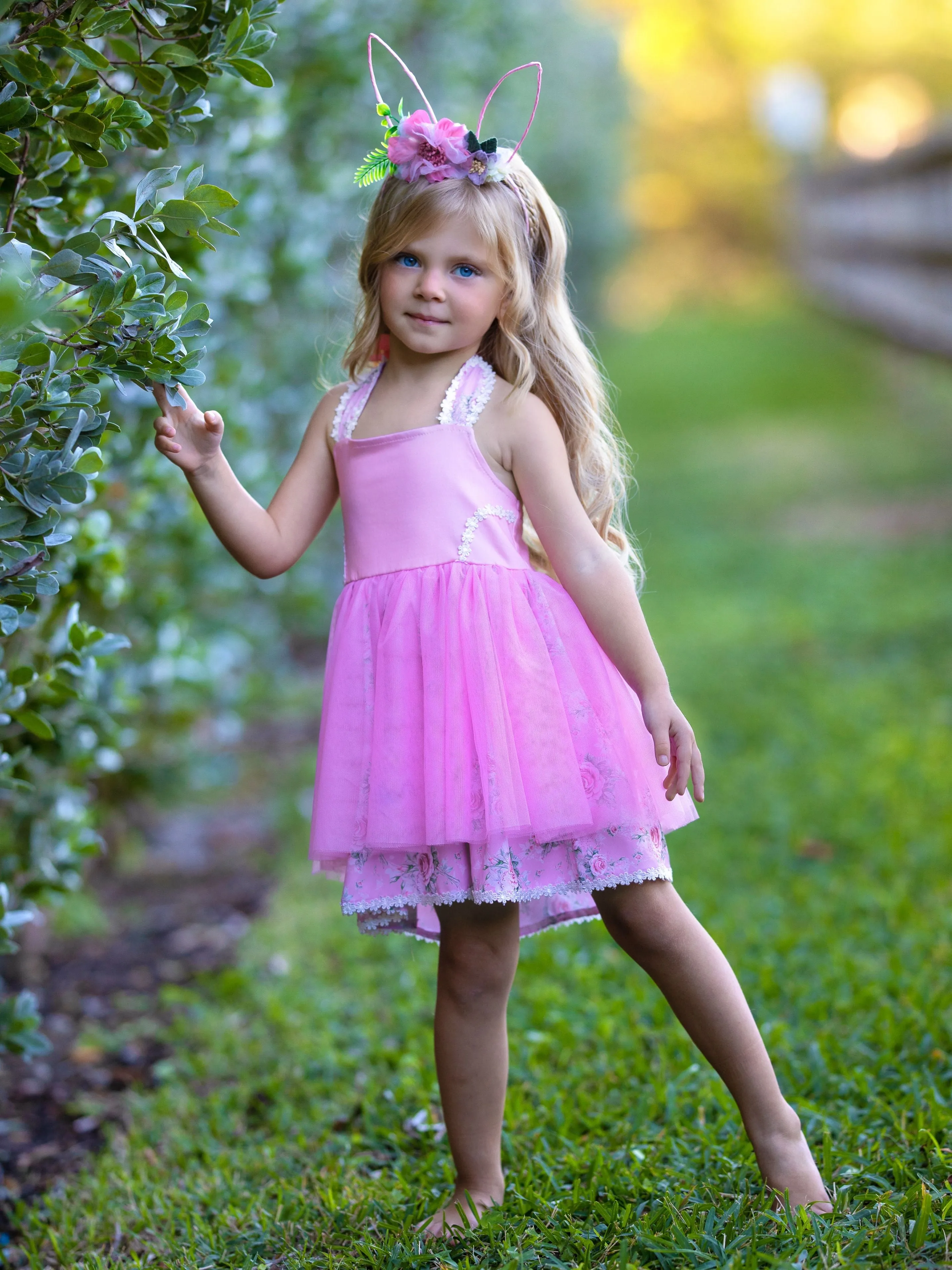 Snuggle Bunny Embroidered Tulle Overlay Dress