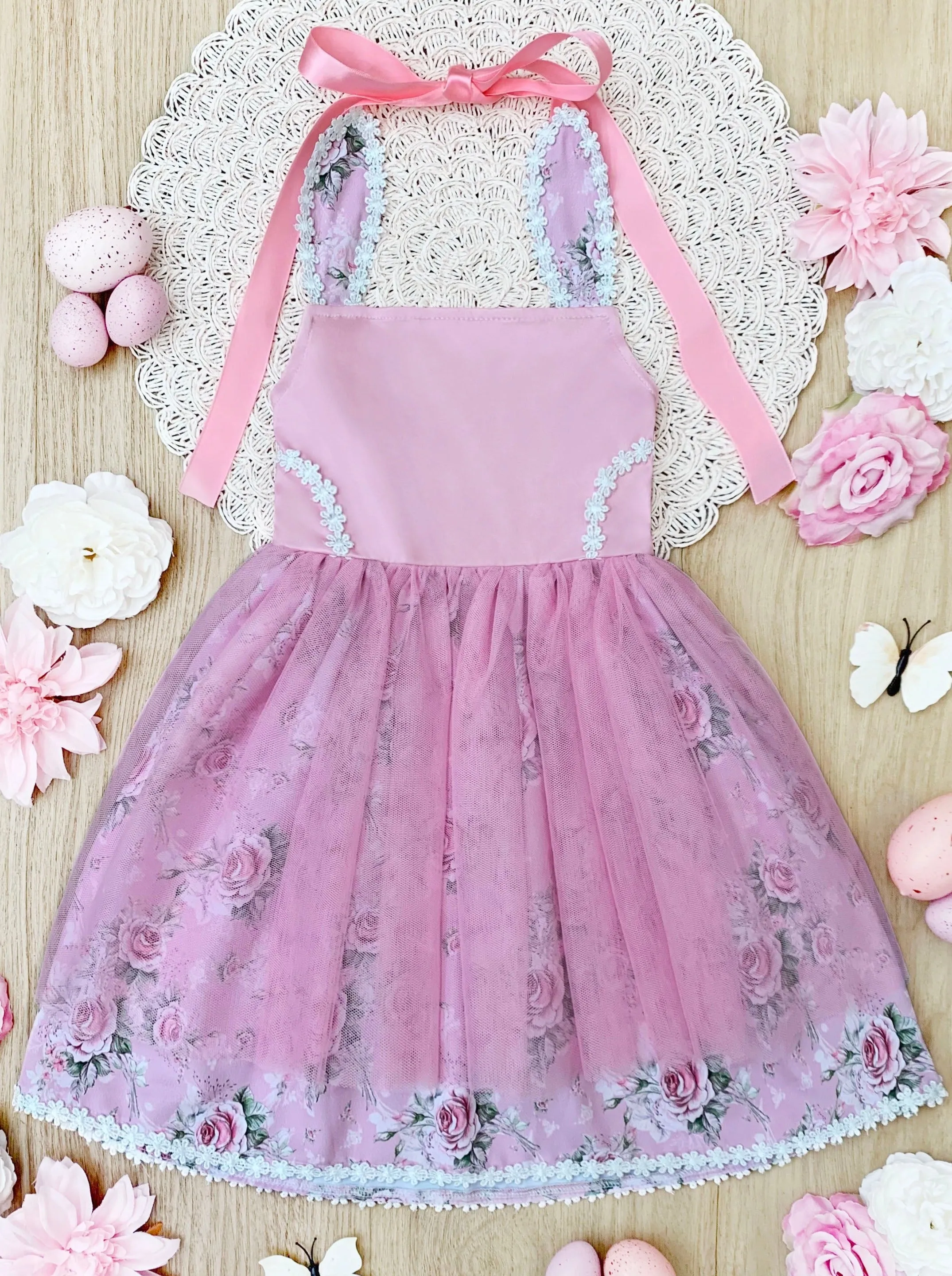 Snuggle Bunny Embroidered Tulle Overlay Dress