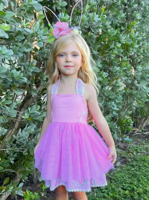 Snuggle Bunny Embroidered Tulle Overlay Dress