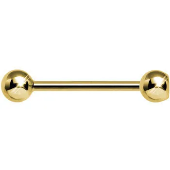 Solid 14KT Yellow GOLD Crystalline Gem CZ SOLITAIRE Barbell Tongue Ring