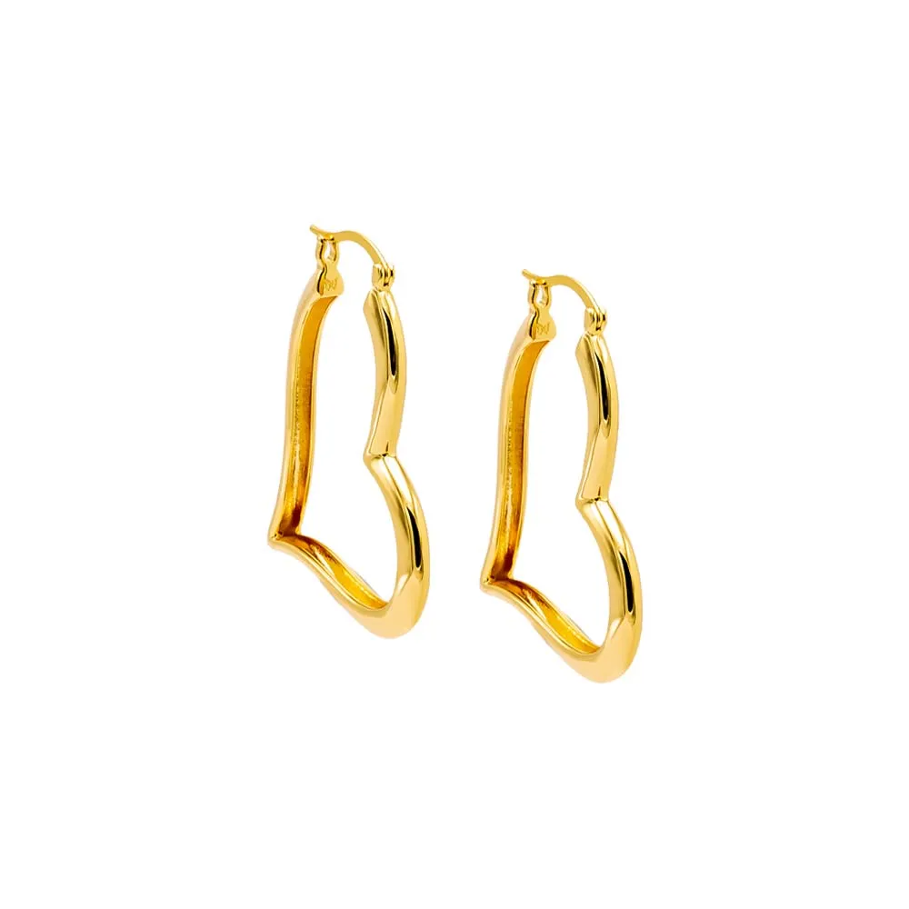 Solid Heart Shape Open Hoop Earring