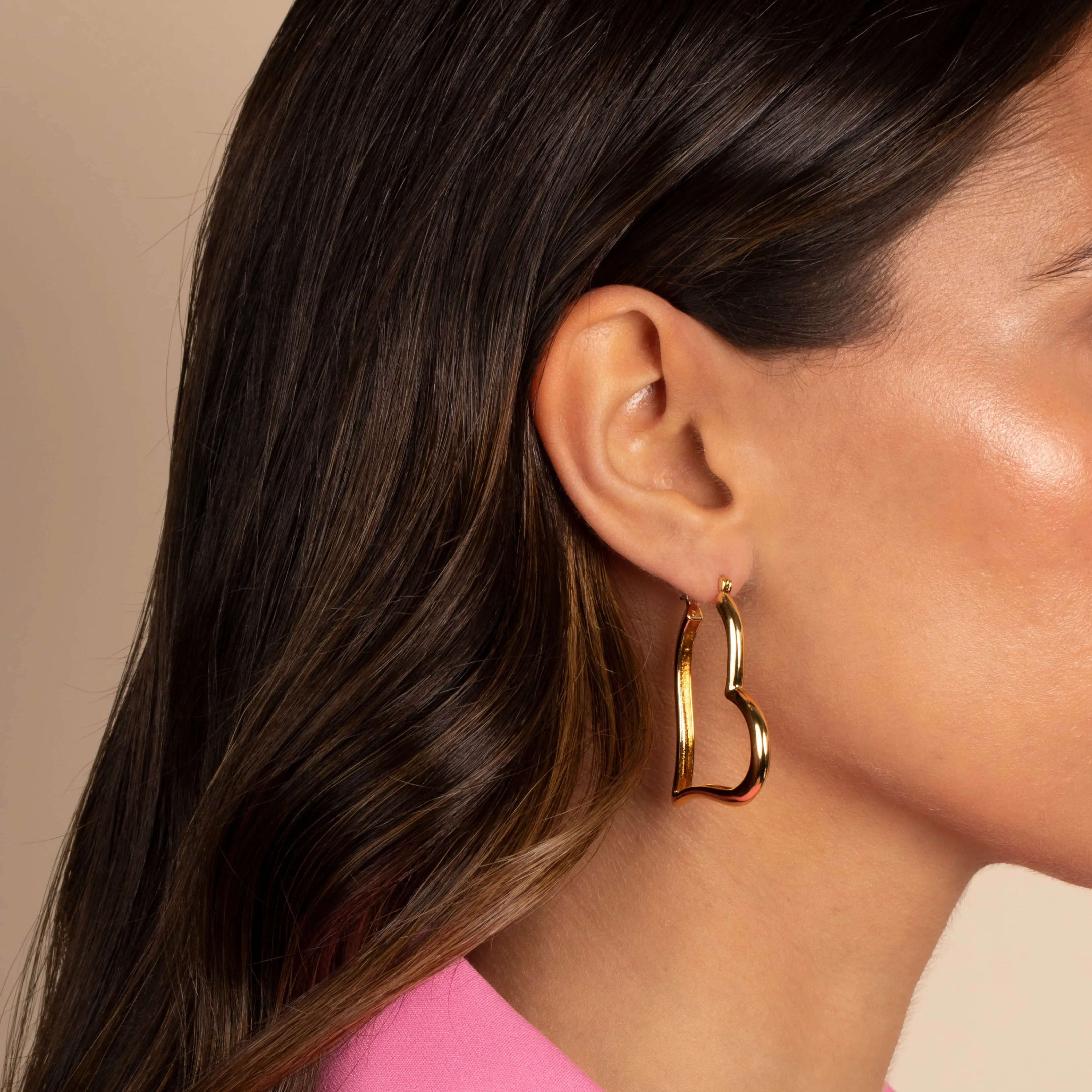 Solid Heart Shape Open Hoop Earring