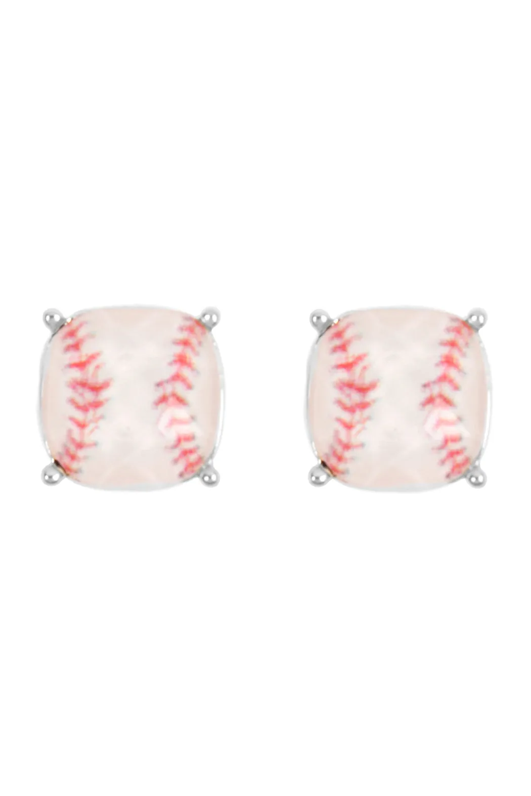 SPORTS CUSHION CUT SOFTBALL STUD EARRINGS