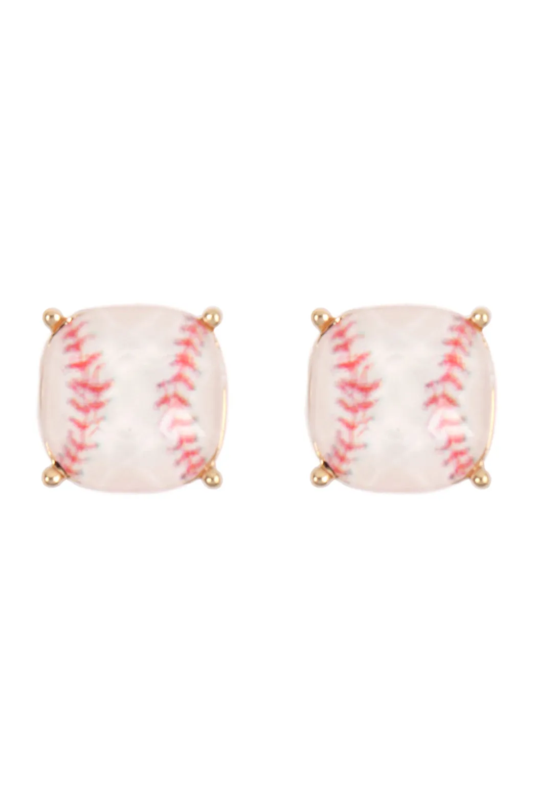 SPORTS CUSHION CUT SOFTBALL STUD EARRINGS