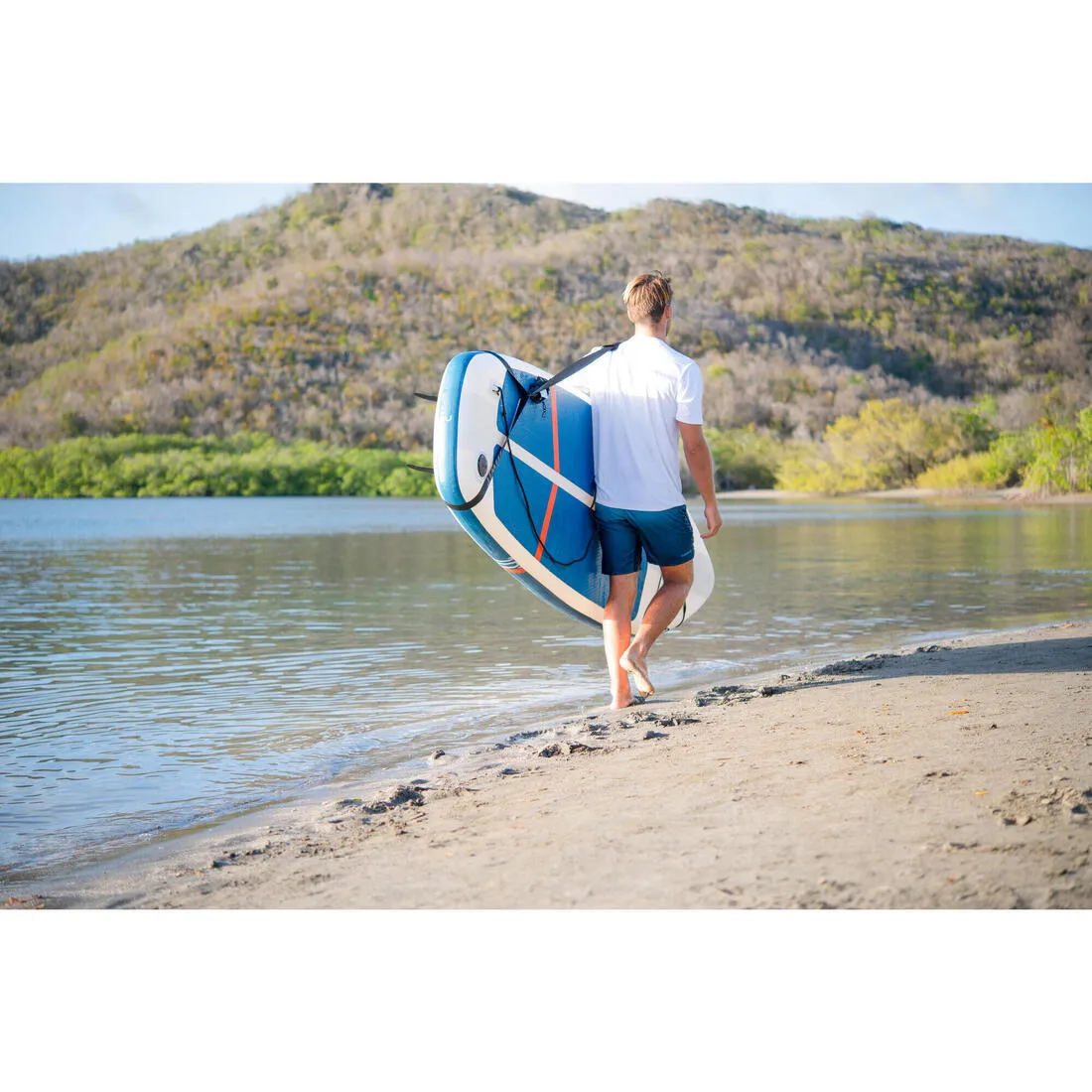 Stand up paddle ultra compact et stable 10 pieds (130 kg max) blanc et bleu