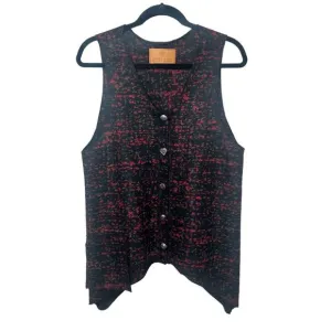 Steller Handmade Goods Wool Swedish Blanket Sweater Vest Black Red Sz M