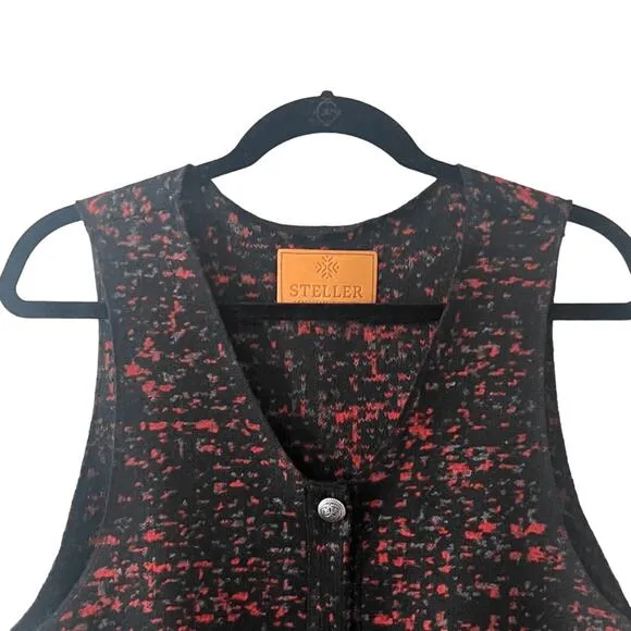 Steller Handmade Goods Wool Swedish Blanket Sweater Vest Black Red Sz M