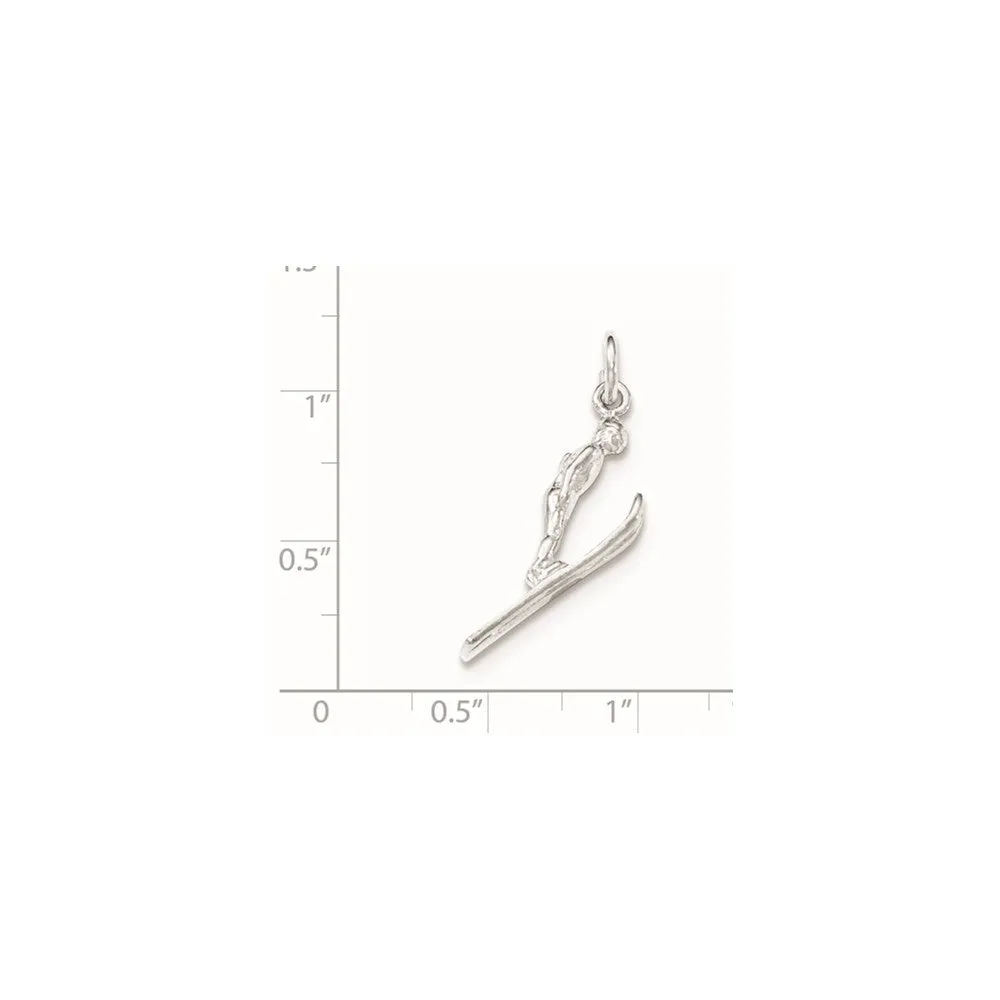 Sterling Silver Polished 3-D Skier Pendant
