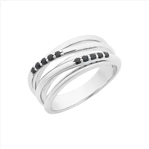 Sterling Silver Ring with Claw Set Natural Sapphires in a Cross Over Pattern M3035