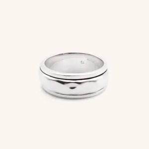 Sterling Silver Spinner Ring with Thin Hammered Band