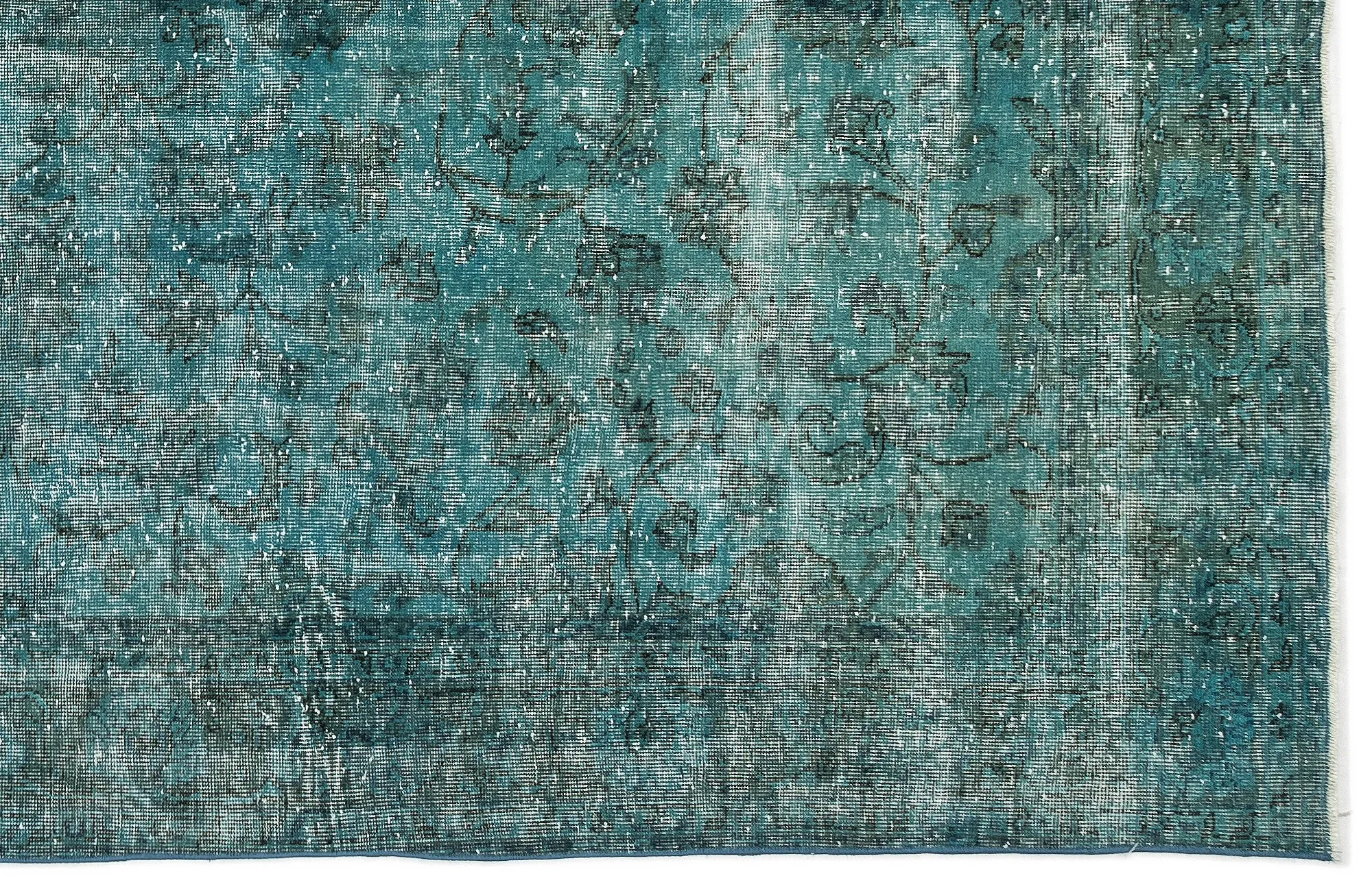 Stone Blue Over Dyed Rug  | Retro Design Rug | Bleached Rug | Naturel Vintage Rug | Wool Rug  | Turkish Rug 6'4'' x 9'9'' ft 192 x 297 cm