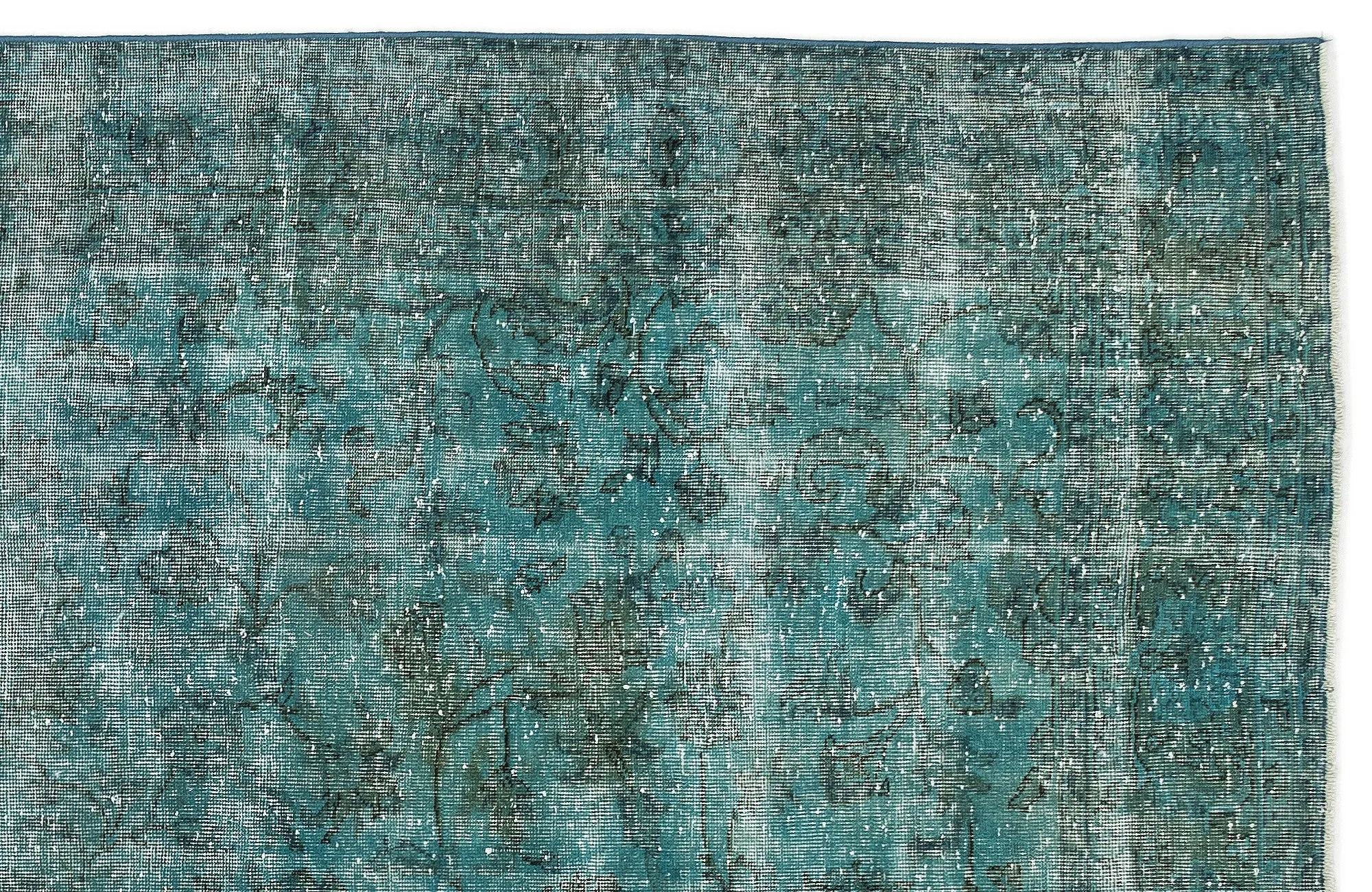 Stone Blue Over Dyed Rug  | Retro Design Rug | Bleached Rug | Naturel Vintage Rug | Wool Rug  | Turkish Rug 6'4'' x 9'9'' ft 192 x 297 cm