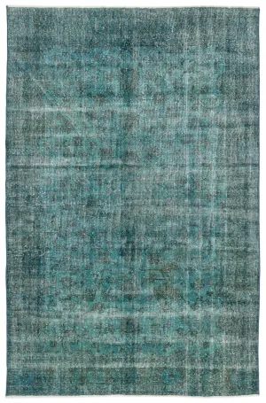 Stone Blue Over Dyed Rug  | Retro Design Rug | Bleached Rug | Naturel Vintage Rug | Wool Rug  | Turkish Rug 6'4'' x 9'9'' ft 192 x 297 cm