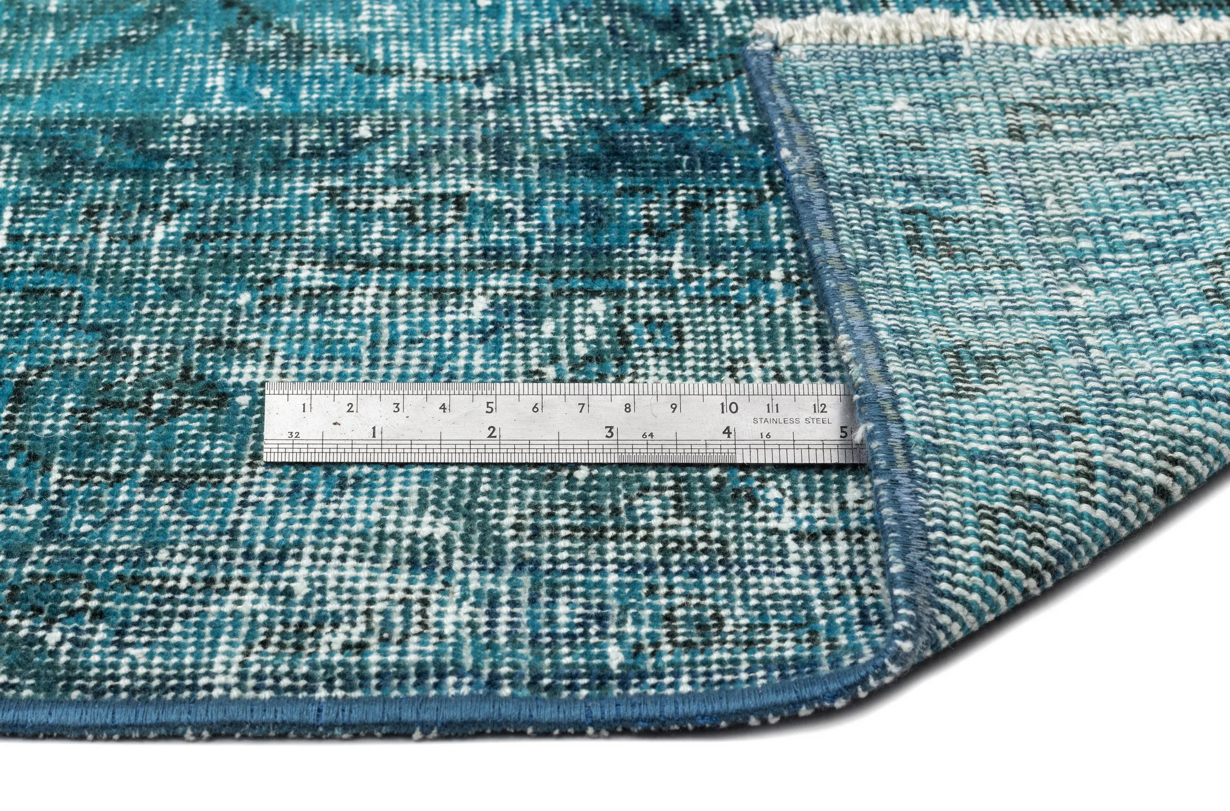 Stone Blue Over Dyed Rug  | Retro Design Rug | Bleached Rug | Naturel Vintage Rug | Wool Rug  | Turkish Rug 6'4'' x 9'9'' ft 192 x 297 cm