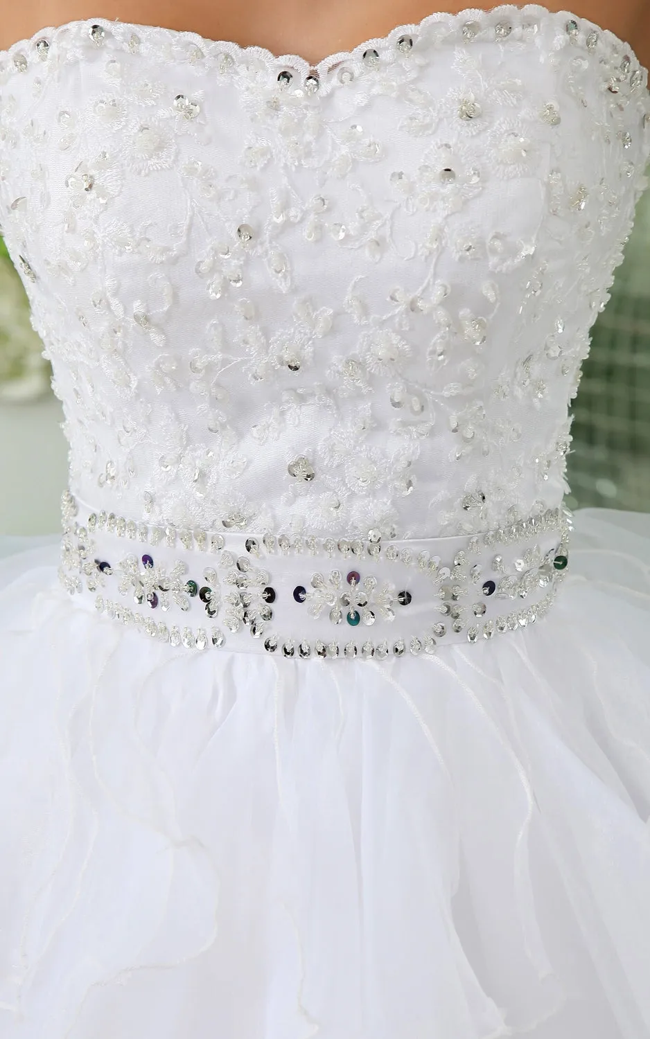 Strapless Short Layers Dress With Crystal Detailings And Ruffles-GC_705170