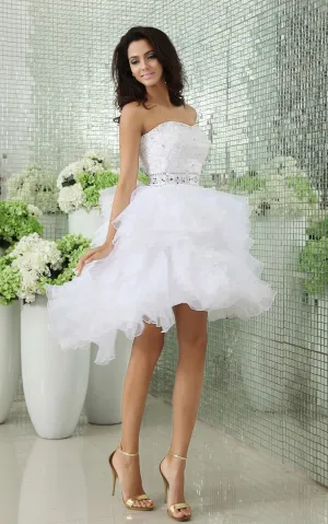 Strapless Short Layers Dress With Crystal Detailings And Ruffles-GC_705170