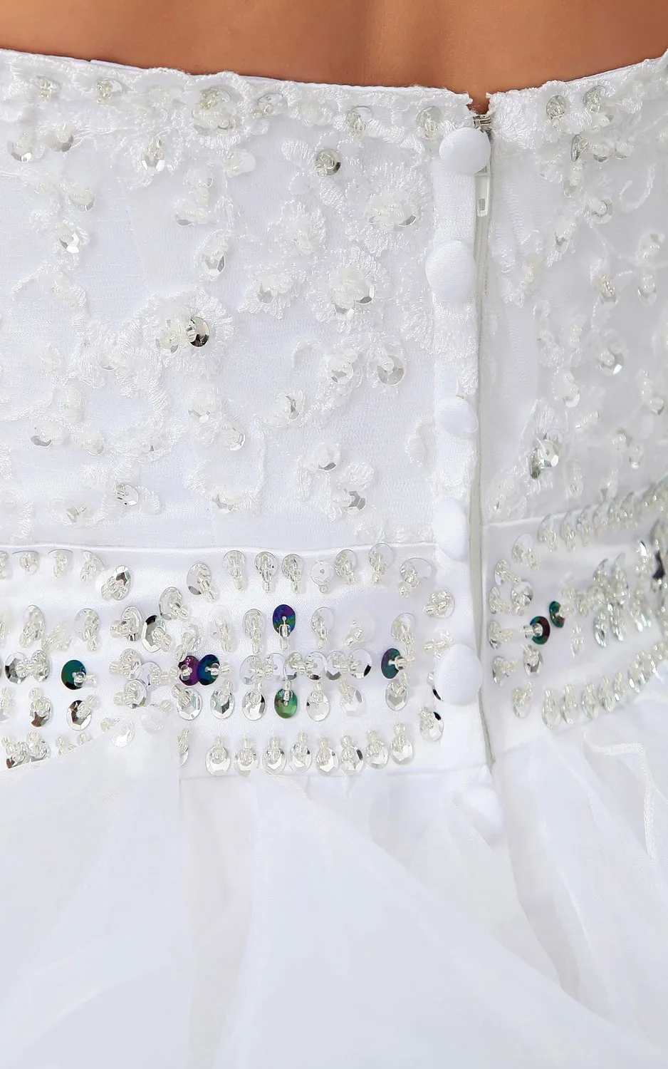Strapless Short Layers Dress With Crystal Detailings And Ruffles-GC_705170
