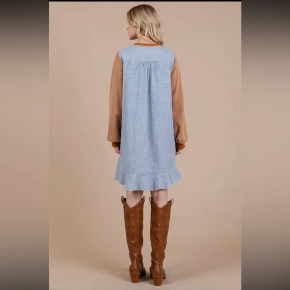 Striped Patchwork Oversized Sweatshirt Dress Women