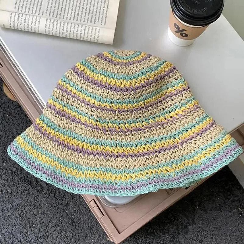 Striped Summer Hat with Sun Protection
