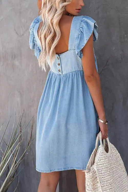 Stunncal Fashion Casual Ruffle Backless Slim Dress