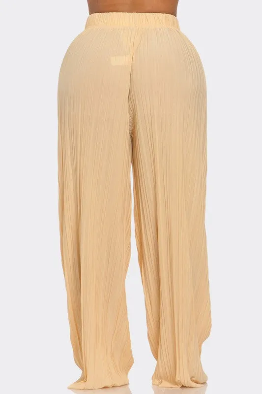 SUMMER BREEZE PLISS PANTS - SAND